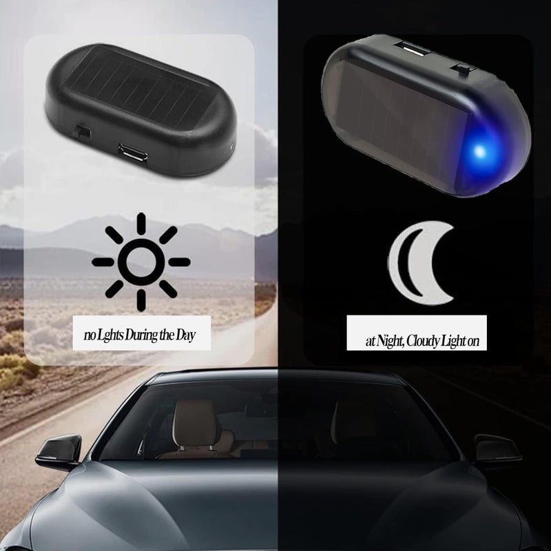 Powstro Solar Car Alarm LED Light, 2Pack Car Solar Power Simulated Dummy Alarm with USB Charger Port, Fake Lamp Anti-Theft Security System Warning Flashing Security Light for Cars - Image 5